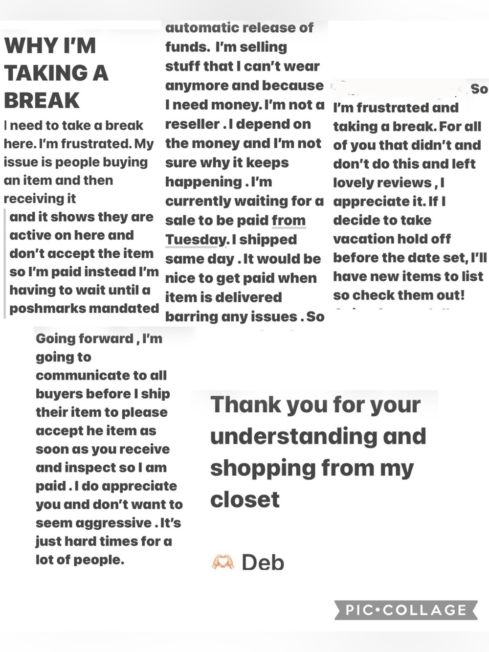 WHY IM TAKING A BREAK